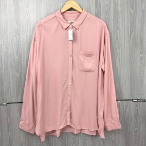 NWT‎ J. Jill Women's Rose Quartz Button Up Shirt Long Sleeve Pocket Size: Large